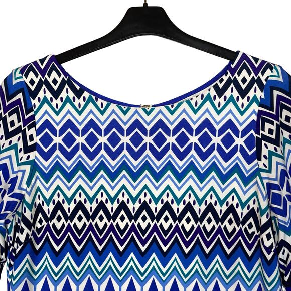 Eliza J Dress Shift Blue Chevron - Picture 3 of 9